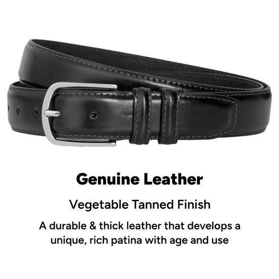 Black Belt for Men, 1.25” Genuine Leather Belt, Premium Classic Belt - Image 3