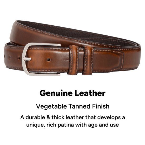 Tan Belt for Men, 1.25” Genuine Leather Belt, Premium Classic Belt - Image 3