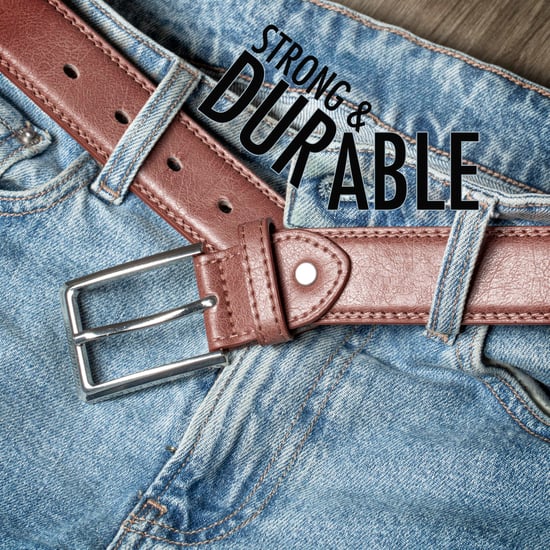 Men’s Leather Lined Belt 1.25″ Classic Belt with Silver Buckle in Brown - Image 2