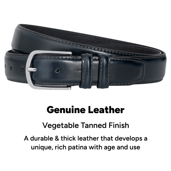 Navy Belt for Men, 1.25” Genuine Leather Belt, Premium Classic Belt - Image 3