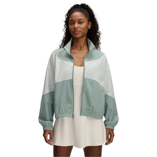 Women's Under Armour Color Block Patterned UA Rival Rain Jacket in Si Grn/Hd Grn - Image 1