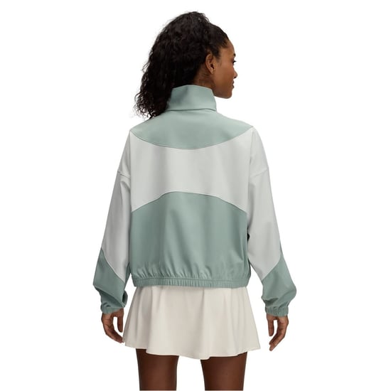 Women's Under Armour Color Block Patterned UA Rival Rain Jacket in Si Grn/Hd Grn - Image 2