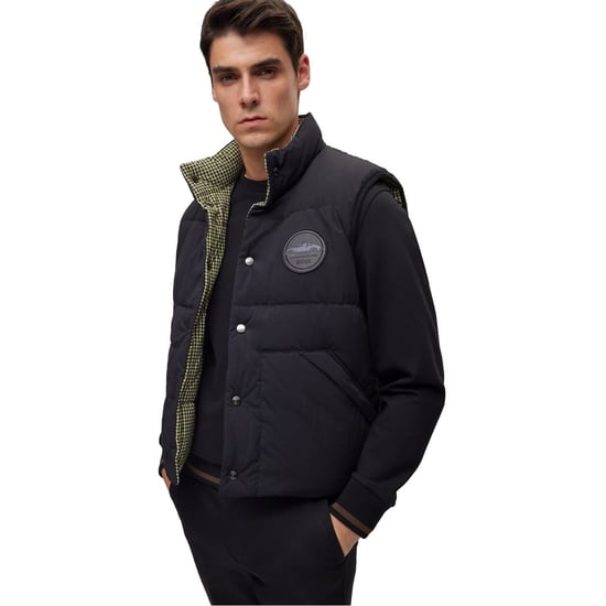 Men's Boss Solid Patterned Regular Fit Gilet in Black - Image 3