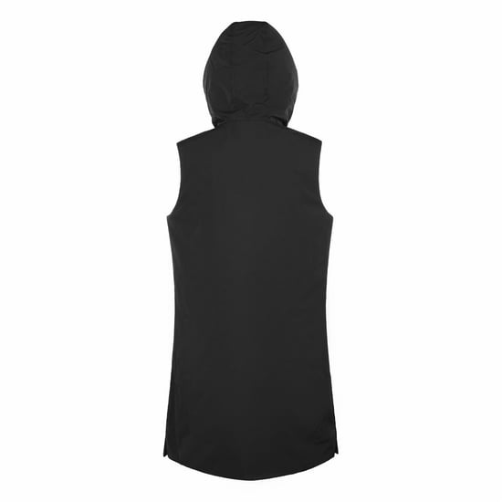 Women's Museum Solid Patterned Hooded Gilet in Black - Image 2