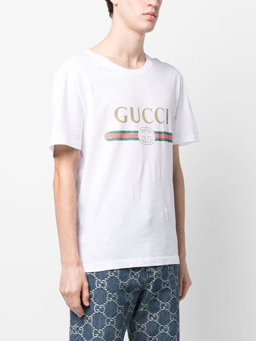 Classic Interlock Printed Logo T-Shirt in White - Image 3