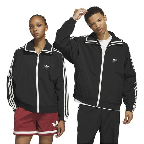 Men's adidas Three Stripes Patterned Collared Neck Shell Jacket in Black - Image 2