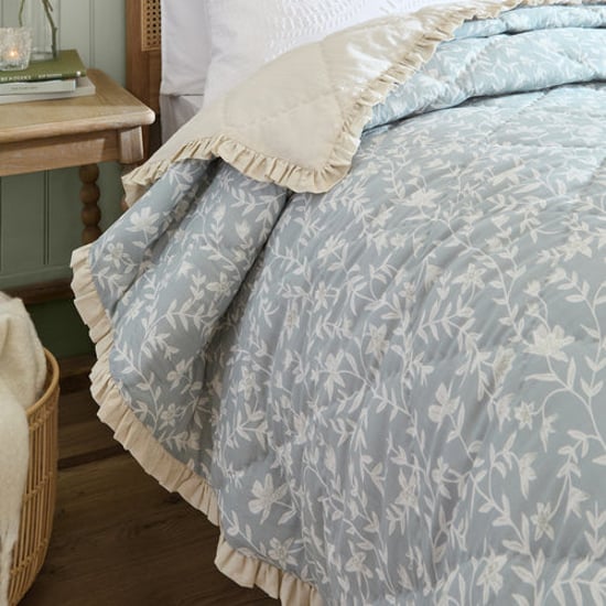 Wylder Amelia 100% Cotton Floral Quilted Bedspread, Seafoam Blue - Image 2