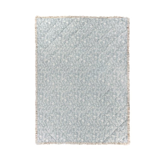 Wylder Amelia 100% Cotton Floral Quilted Bedspread, Seafoam Blue - Image 4