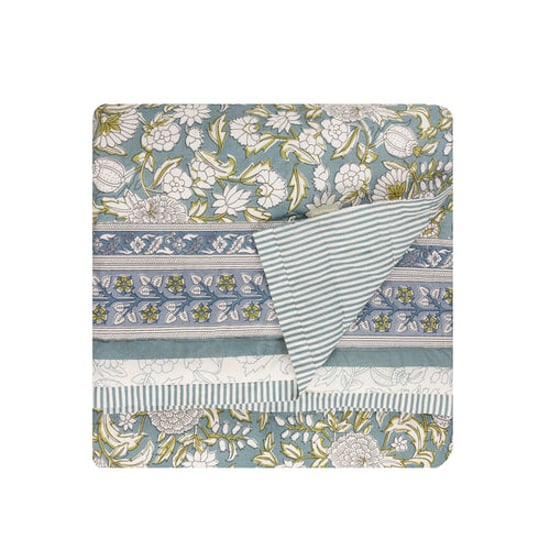 Wylder Annabelle 100% Cotton Floral Quilted Bedspread, Blue - Image 3