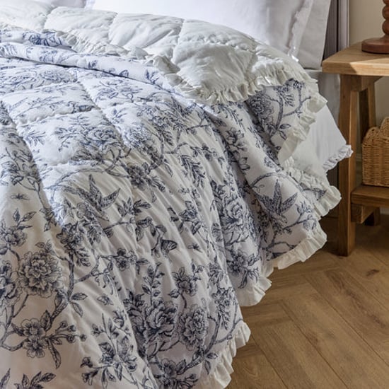 Wylder Hermione Ruffled 100% Cotton Floral Bedspread, Ivory - Image 2