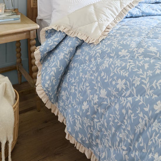 Wylder Amelia 100% Cotton Floral Quilted Bedspread, Duck Egg Blue - Image 2