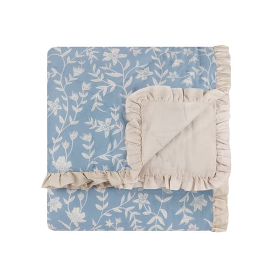 Wylder Amelia 100% Cotton Floral Quilted Bedspread, Duck Egg Blue - Image 3