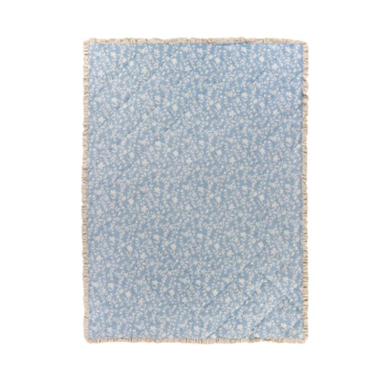 Wylder Amelia 100% Cotton Floral Quilted Bedspread, Duck Egg Blue - Image 4