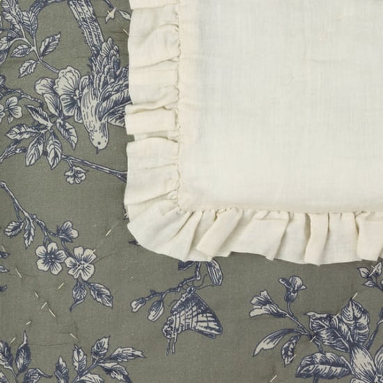Wylder Hermione Ruffled 100% Cotton Floral Bedspread, Moss - Image 6