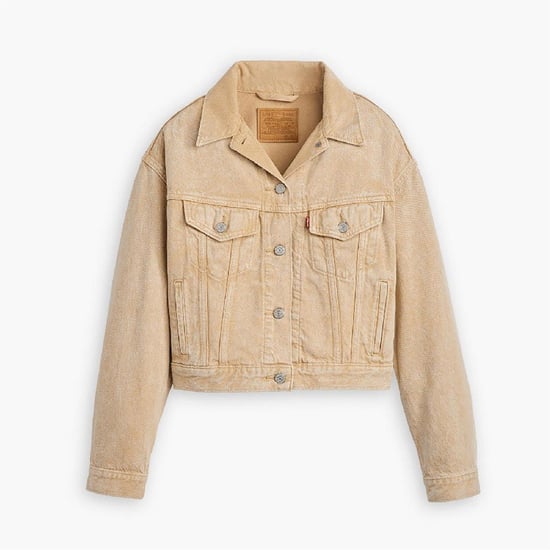 Women's Levis Shrunken 90s Stone Wash Denim Jacket with Metal Badge in Chatter Brown - Image 1