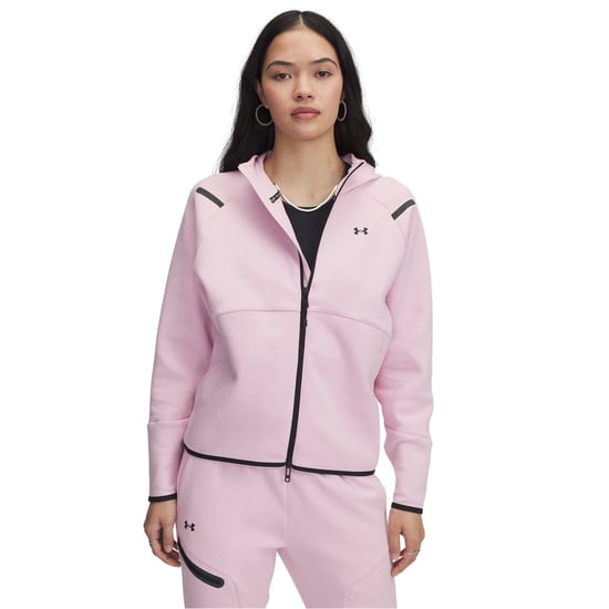 Women's Under Armour Unstoppable Solid Patterned Hooded Full Zipper Sweat Jacket in Pink - Image 1