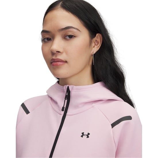 Women's Under Armour Unstoppable Solid Patterned Hooded Full Zipper Sweat Jacket in Pink - Image 3