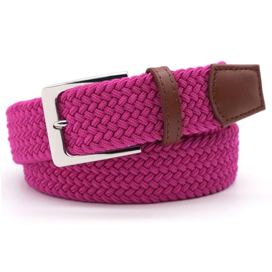 Woven Stretchy Belt - Braided Elastic Waist Belt for Men & Women in Pink - Image 3