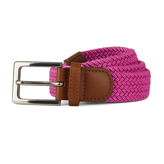 Woven Stretchy Belt - Braided Elastic Waist Belt for Men & Women in Pink - Image 4
