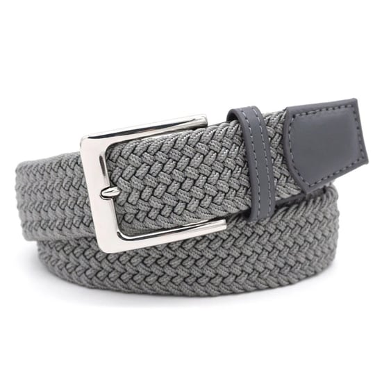 Woven Stretchy Belt - Braided Elastic Waist Belt for Men & Women in Grey - Image 1