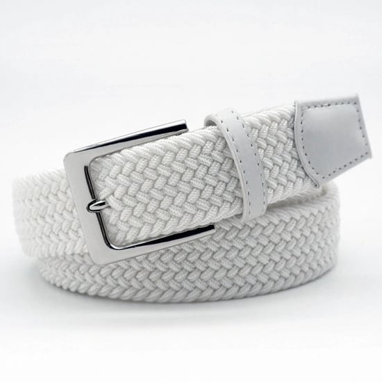 Woven Stretchy Belt - Braided Elastic Waist Belt for Men & Women in White - Image 1
