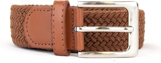 Woven Stretchy Belt - Braided Elastic Waist Belt for Men & Women in Brown - Image 2