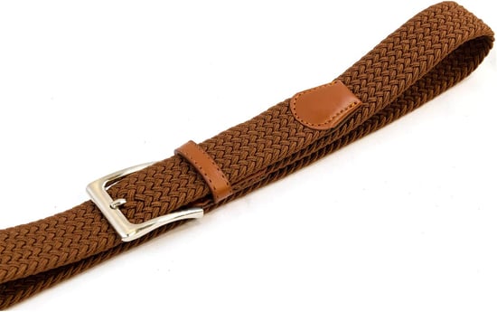 Woven Stretchy Belt - Braided Elastic Waist Belt for Men & Women in Brown - Image 3