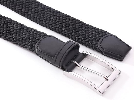 Woven Stretchy Belt - Braided Elastic Waist Belt for Men & Women in Black - Image 4
