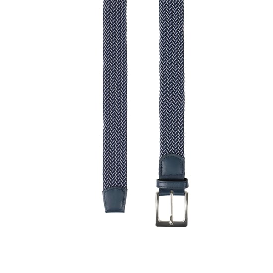 Woven Stretchy Belt - Braided Elastic Waist Belt for Men & Women in White/Navy - Image 4