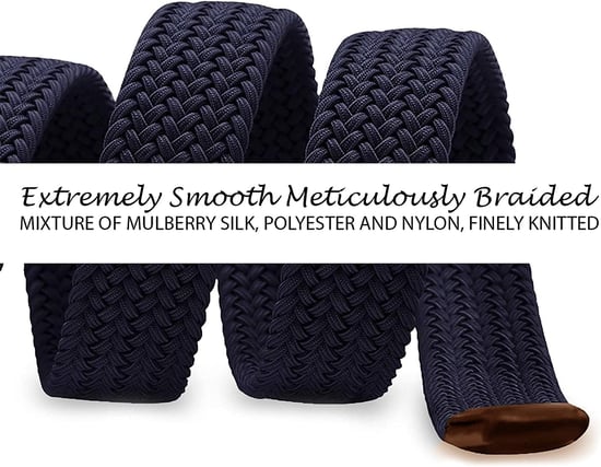 Woven Stretchy Belt - Braided Elastic Waist Belt for Men & Women in Navy - Image 2