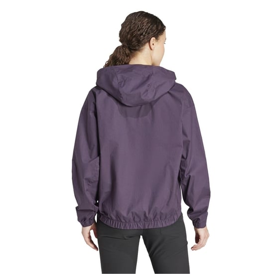 Women's adidas Solid Patterned Windbreaker with Chest Pocket in Purple - Image 3