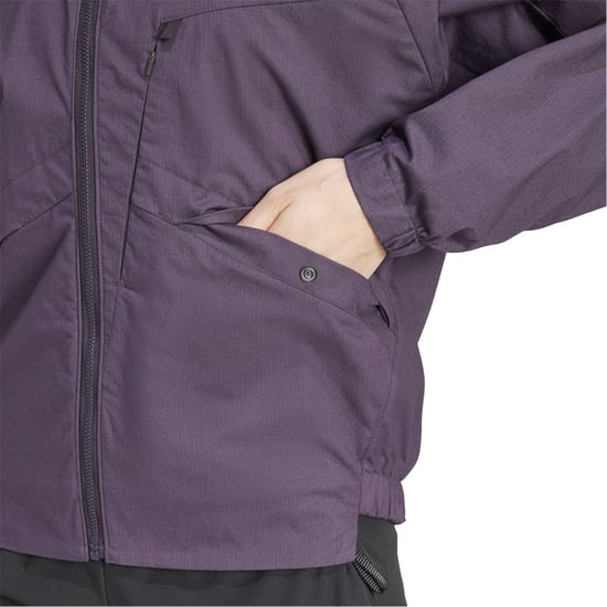 Women's adidas Solid Patterned Windbreaker with Chest Pocket in Purple - Image 5