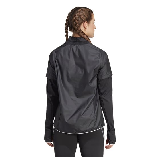 Women's adidas Regular Fit High Neck Windbreaker Jacket in Black/White - Image 3