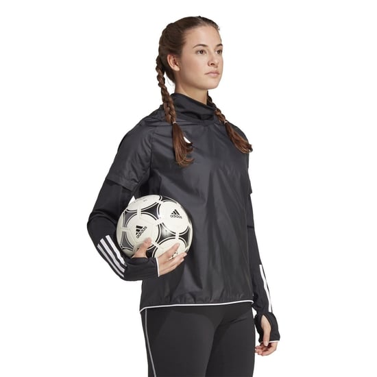 Women's adidas Regular Fit High Neck Windbreaker Jacket in Black/White - Image 4