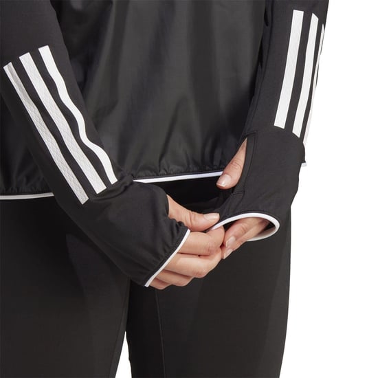Women's adidas Regular Fit High Neck Windbreaker Jacket in Black/White - Image 6
