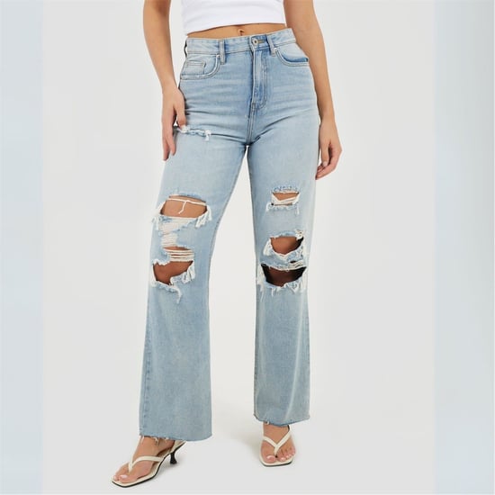 Women's Brave Soul High Waisted Wide Leg Distresed Jean in Pale Blue - Image 1