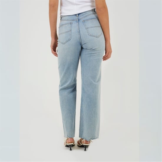 Women's Brave Soul High Waisted Wide Leg Distresed Jean in Pale Blue - Image 2