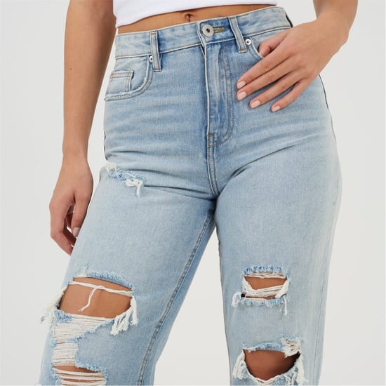 Women's Brave Soul High Waisted Wide Leg Distresed Jean in Pale Blue - Image 3