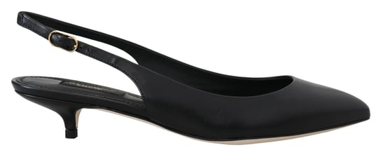 Dolce & Gabbana Zwarte Leren Slingback Hakken Pumps Schoenen - Image 2