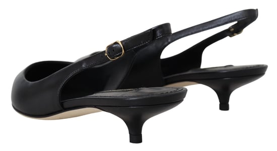 Dolce & Gabbana Zwarte Leren Slingback Hakken Pumps Schoenen - Image 3