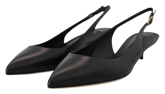 Dolce & Gabbana Zwarte Leren Slingback Hakken Pumps Schoenen - Image 4