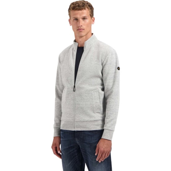 No Excess Sweater full zip stand up-collar re grey melange - Image 1