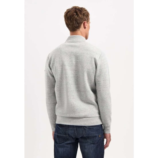No Excess Sweater full zip stand up-collar re grey melange - Image 4