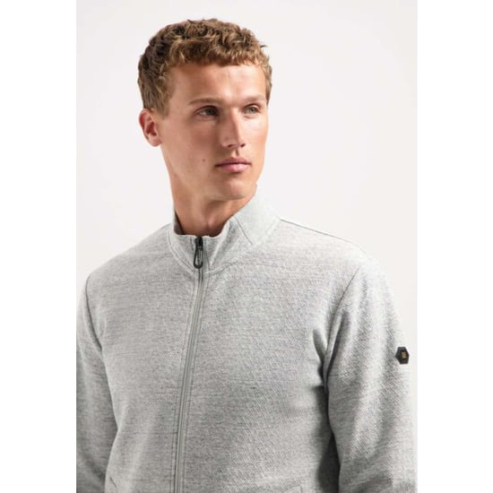 No Excess Sweater full zip stand up-collar re grey melange - Image 5