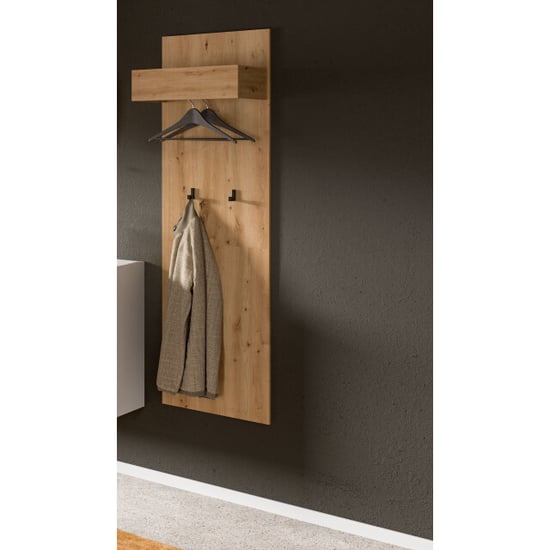 Furnilux Garderobepaneel in artisan oak met haakjes- plank en kledingstang 160 cm - Image 4
