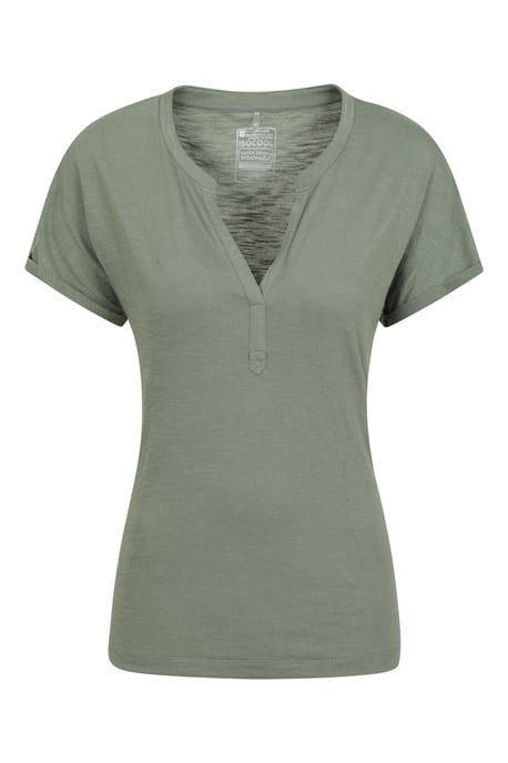 'Skye' Women's Slub T-Shirt Sun Protection Breathable Summer Tee Khaki - Image 1