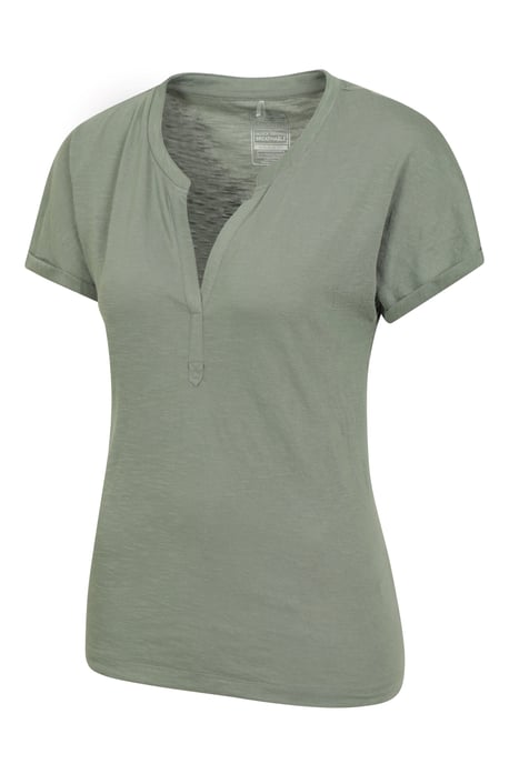 'Skye' Women's Slub T-Shirt Sun Protection Breathable Summer Tee Khaki - Image 3