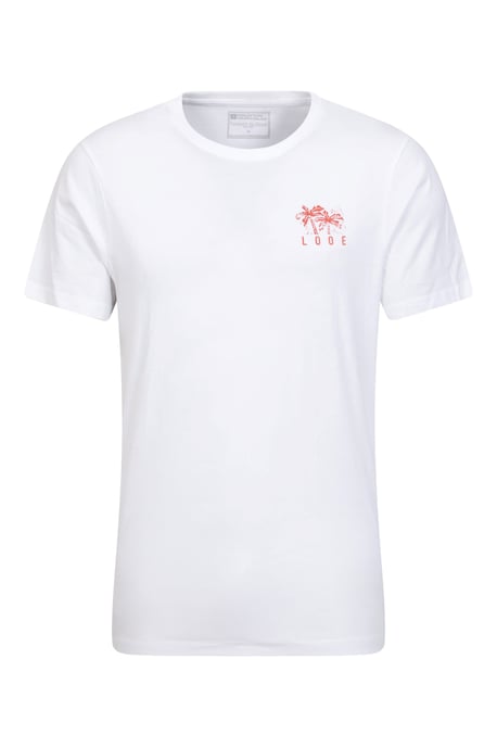 Looe Men's T-Shirt Cotton Breathable Everyday Summer Printed Tee White - Image 1