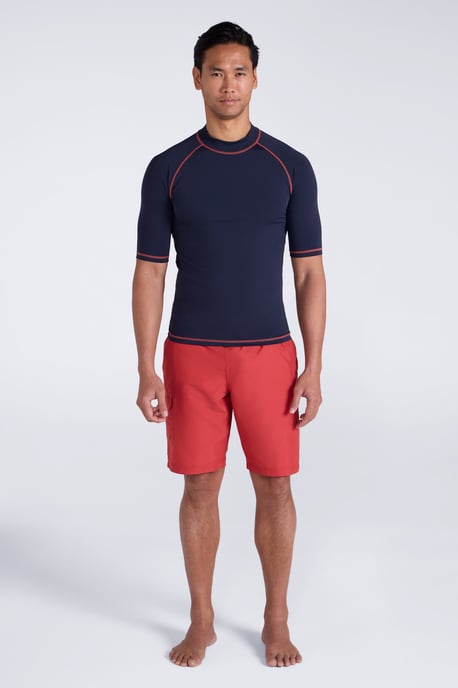 Men's UV Rash Vest Sun Protection Quick Drying Swimwear Stretchy Beach Surf Top Blue/Navy - Image 2