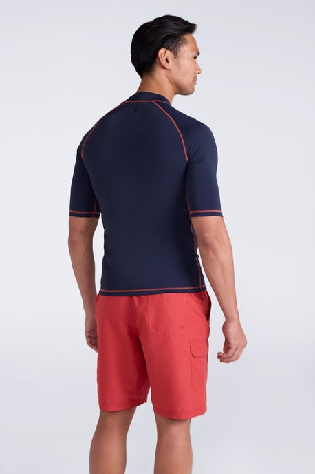 Men's UV Rash Vest Sun Protection Quick Drying Swimwear Stretchy Beach Surf Top Blue/Navy - Image 3
